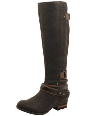 Sorel Lolla Tall boots 9 black brown accents leather waterproof knee high *small